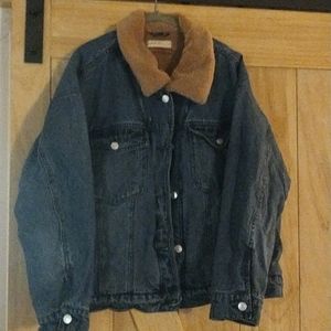 Anthropologie fur blue jean jacket